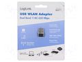 PC extension card: WiFi network; USB A plug; USB 2.0; black; 10m LOGILINK WL0252