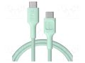 Cable; USB 2.0; USB C plug,both sides; 1.2m; green; 480Mbps; 100W GREEN CELL GC-KABGC100PS120MG
