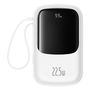 Baseus Qpow Pro+ 20000mAh 22.5W powerbank with built-in USB-C cable and display - white, Baseus 6932172652760 6932172652760