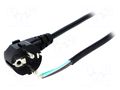 Cable; 3x0.75mm2; CEE 7/7 (E/F) plug angled,wires; PVC; 5m; black LIAN DUNG S3-3/07/5BK