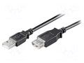 Cable; USB 2.0; USB A socket,USB A plug; 0.3m; black; Cu; PVC GOOBAY USB-EXT/0.3BK