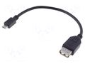 Cable; OTG,USB 2.0; USB A socket,USB B micro plug; 0.2m; black GOOBAY TCAB-311