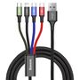 Baseus cable USB 4in1 Lightning / 2x USB Type C / micro USB cable in nylon braid 3.5A 1.2m black (CA1T4-B01), Baseus 6953156278493 6953156278493