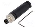 Connector: M8; male; PIN: 4; 30V; IP67; straight; for cable; plug BULGIN PXPPAM08FIM04AST