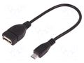 Cable; OTG,USB 2.0; USB A socket,USB B micro plug; 0.2m; black QOLTEC QOLTEC-50404