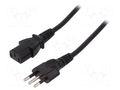 Cable; 3x0.75mm2; CEI 23-50 (L) plug,IEC C13 female; PVC; 1.8m SUNNY SUNNY-C13IT18