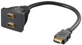 Standard HDMI™ cable adapter, black, 0.1 m - HDMI™ connector male (type A) > 2x HDMI™ female (Type A) 68784