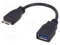 Cable; OTG,USB 3.0; USB A socket,USB B micro plug; 0.15m; black AKYGA AK-AD-30