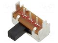 Switch: slide; Pos: 2; SPDT; 0.2A/30VDC; ON-ON; THT; 13x5.6x6mm; EG E-SWITCH EG1206A