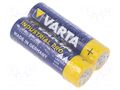 Battery: alkaline; AA; 1.5V; non-rechargeable; Ø14.5x50.5mm; 2pcs. VARTA MICROBATTERY BAT-LR6/V-S2
