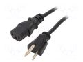 Cable; 3x18AWG; IEC C13 female,NEMA 5-15 (B) plug; PVC; 2m; black SCHURTER 6009.1214