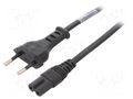 Cable; 2x0.75mm2; CEE 7/16 (C) plug,IEC C7 female; PVC; 2m; black SCHURTER 6013.0474