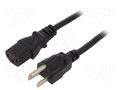 Cable; 3x0.75mm2; IEC C13 female,JIS 8303 plug; PVC; 2m; black; 7A SCHURTER 6047.6414