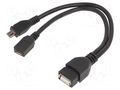Cable; USB 2.0; 0.15m; black; PVC; Cablexpert GEMBIRD A-OTG-AFBM-04