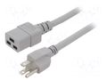Cable; 3x14AWG; IEC C19 female,NEMA 5-15 (B) plug; PVC; 1m; grey LIAN DUNG SN318-3/14/1.0GY
