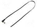 Cable; 2x0.5mm2; wires,DC 5,5/2,1 plug; angled; black; 0.5m WEST POL A21-TT-T050-050BK
