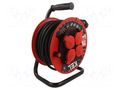 Extension lead; 3x1.5mm2; 25m; rubber; black; Sockets no: 4; reel KEL W-97381