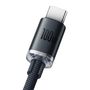 Kabelis USB2.0 A spraudnis - USB C spraudnis 1,2m PD2.0 100W 20V 5A QC3.0 Crystal Shine melns BASEUS CAJY000401 6932172602802