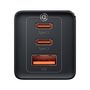Sienas lādētājs GaN5 Pro 65W USB + 2xUSB-C QC3.0 PD3.0 ar USB-C1m kabeli, melns CCGP120201 6932172617523