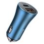 Car Charger 12-24V USB + USB-C 40W QC4.0 PD3.0 SCP FCP AFC, Blue CCJD-03 6953156201941