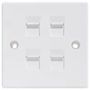 SHUTTERED KEYSTONE FACEPLATE, 3PORT, WHT KP-K4