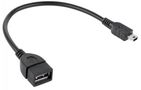 Kabelis USB2.0 AF ligzda -> mini USB BM spraudnis 0.2m, OTG,  melns KPO2909 5901436785965
