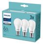 Spuldzes LED 3gab. E27 230Vac 7.5W (60W) A60 806lm neitrāli balts, Philips 4000K PHIL/694944 8718699694944