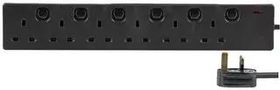 EXTENSION LEAD 6 GANG 10M BLACK 1268 (1N) 10M BLK