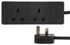 EXTENSION LEAD 2 GANG BLACK 7.5M PELB1986