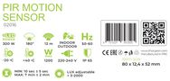 Kustību sensors, PIR 230 Vac, 180°, 12m, 1200W, regulējams, IP65, melns, THORGEON THORGEON-02016 4751029893505