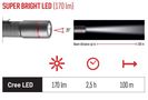 Lukturis, mitruma izturīgs IP65, ULTIBRIGHT 60, CREE LED, 170lm, 1xAA, EMOS P3160 8592920089705