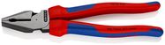 KNIPEX 02 02 225 High Leverage Combination Pliers with multi-component grips black atramentized 225 mm