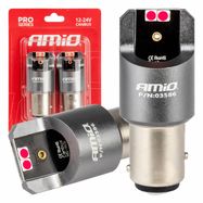 LED CANBUS PRO series BAY15D P21/5W 4x3030 SMD Red 12/24V AMIO-03586, AMiO