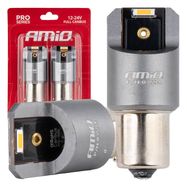 LED CANBUS PRO series PY21W 2x1860 SMD Amber 12V 24V AMIO-03594, AMiO