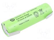 Re-battery: Ni-MH; AA; 1.2V; 2200mAh; soldering lugs; Ø14.5x49.5mm GP
