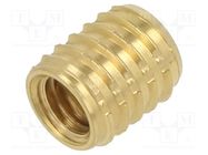 Threaded insert; brass; M6; BN 37915; L: 9.8mm; for plastic TAPPEX