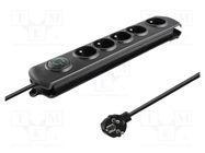 Plug socket strip: protective; Sockets: 5; 230VAC; 10A; black QOLTEC