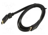 Cable; HDMI plug movable ±90°,both sides; HDMI 1.4; 1.5m; black ART