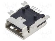 Connector: USB B mini; socket; SMT; PIN: 5; horizontal; USB 2.0; 1A GCT