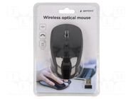 Mouse; black; USB A; wireless,optical; No.of butt: 4; 10m GEMBIRD
