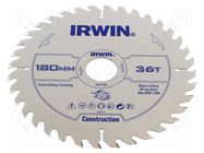 Circular saw; Ø: 180mm; Øhole: 30mm; Teeth: 36; wood IRWIN