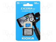 Memory card; microSDHC; R: 100MB/s; UHS I U3 V30; 32GB; -25÷85°C KIOXIA