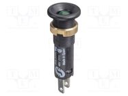 Indicator: LED; flat; green; 48VDC; Ø8mm; IP40; plastic; Body: black 