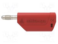 Connector: 4mm banana; plug; 32A; 30VAC; 60VDC; red; nickel plated SCHÜTZINGER