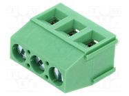 PCB terminal block; straight; 5mm; ways: 3; on PCBs; terminal; 16A AMPHENOL ANYTEK