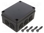 Enclosure: junction box; X: 110mm; Y: 150mm; Z: 70mm; IP65; black PAWBOL