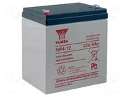 Re-battery: acid-lead; 12V; 4Ah; AGM; maintenance-free YUASA