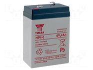 Re-battery: acid-lead; 6V; 4Ah; AGM; maintenance-free YUASA