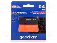 Pendrive; USB 3.2; 64GB; R: 60MB/s; W: 20MB/s; black,orange; USB A GOODRAM