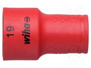 Socket; 6-angles,insulated,socket spanner; HEX 19mm; 3/8"; 47mm WIHA